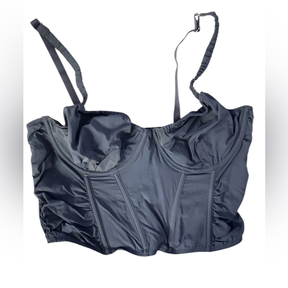 Gilly Hicks Ruched Nylon Bustier - size LARGE in BLUE
